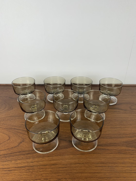 Image 1 of Set van 9 Rookglazen Champagne / Dessertglazen - 1970