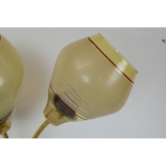 Image 1 of Mid-century wandlamp van glas en messing door Kamenicky Senov, Tsjecho-Slowakije 1960