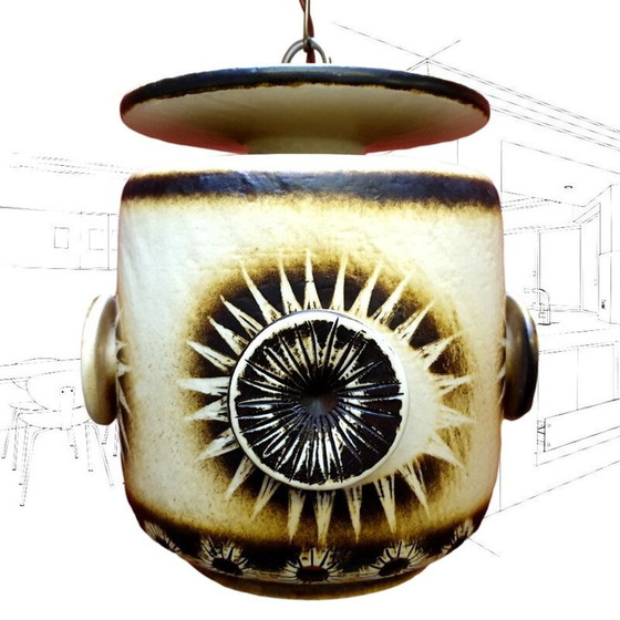 Image 1 of Vintage keramieken hanglamp van Jette Helleroe bij Axella, 1970