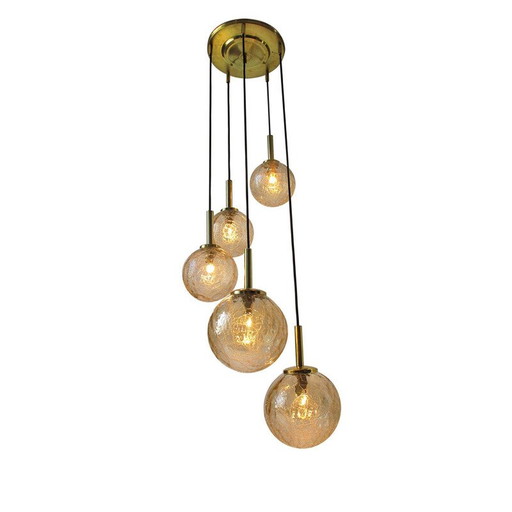 Vintage glas en messing hanger van Fischer 1960