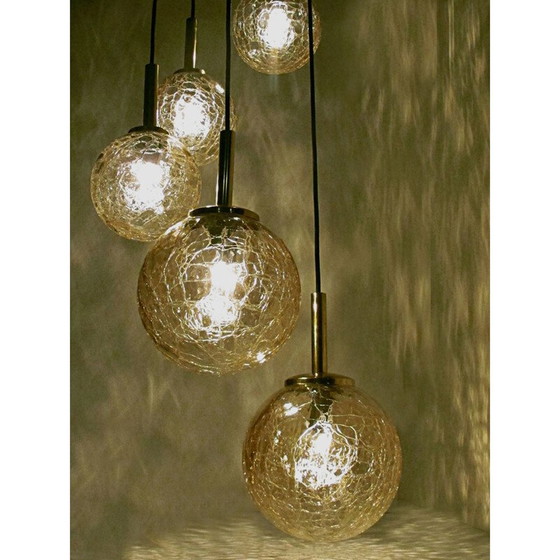 Image 1 of Vintage glas en messing hanger van Fischer 1960