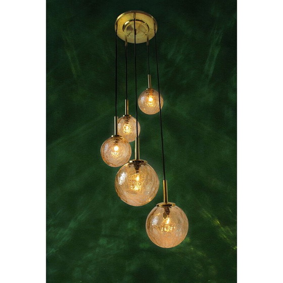 Image 1 of Vintage glas en messing hanger van Fischer 1960