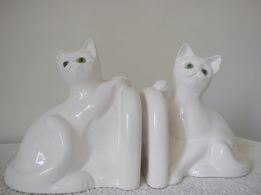 2x Vintage katten boekensteunen