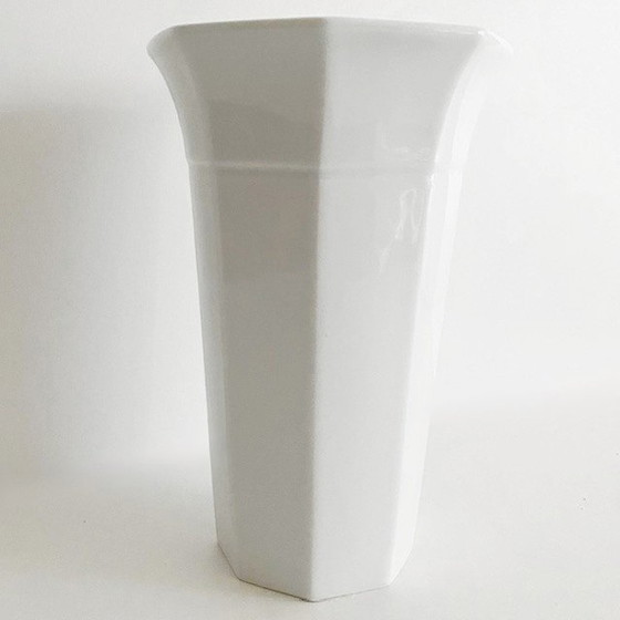 Image 1 of Vintage achthoekige Limoges vaas porselein wit
