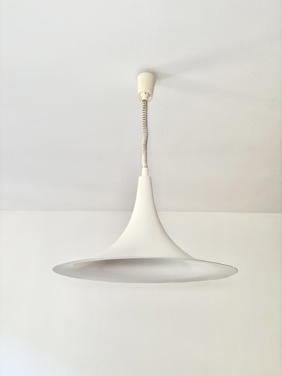 Image 1 of Grote Metalen Vintage Hanglamp, Heksenhoed, Mid Century, Industrieel, Ruimtetijdperk, 60S, Nederland, Vintage Lamp, Ufo