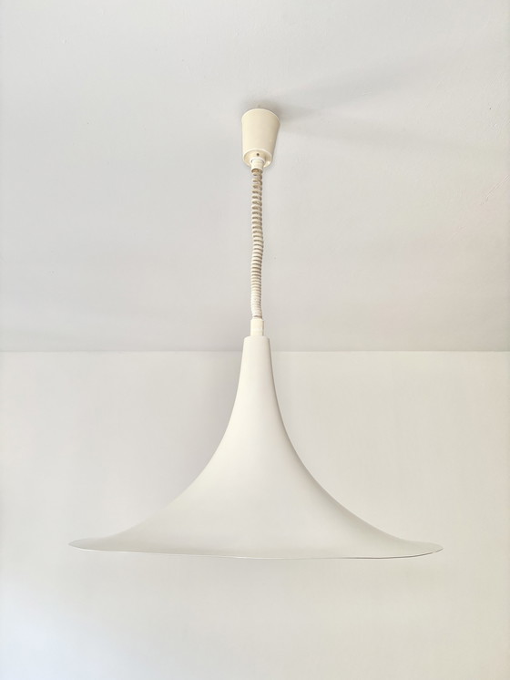 Image 1 of Grote Metalen Vintage Hanglamp, Heksenhoed, Mid Century, Industrieel, Ruimtetijdperk, 60S, Nederland, Vintage Lamp, Ufo