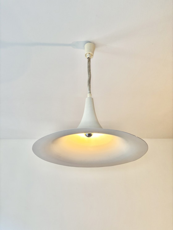 Image 1 of Grote Metalen Vintage Hanglamp, Heksenhoed, Mid Century, Industrieel, Ruimtetijdperk, 60S, Nederland, Vintage Lamp, Ufo