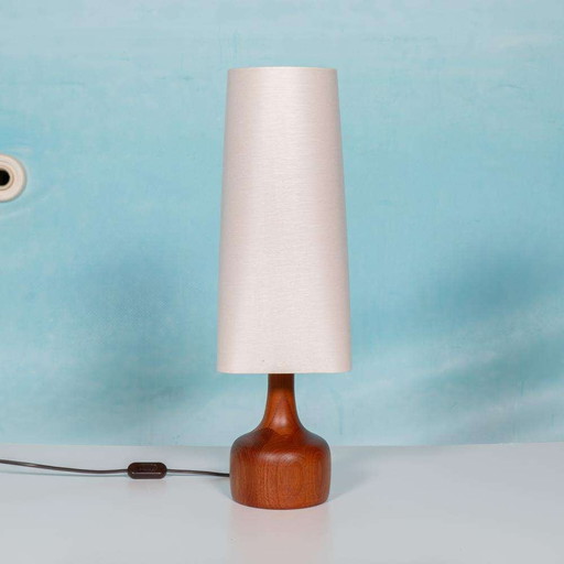 Japandi Deens design tafellamp teakhout, sixties table lamp