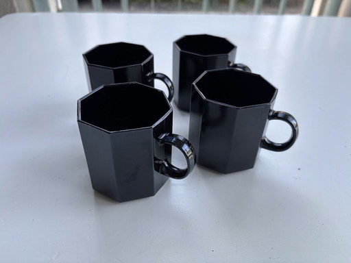 Zwart Glazen Servies 8 Hoekig