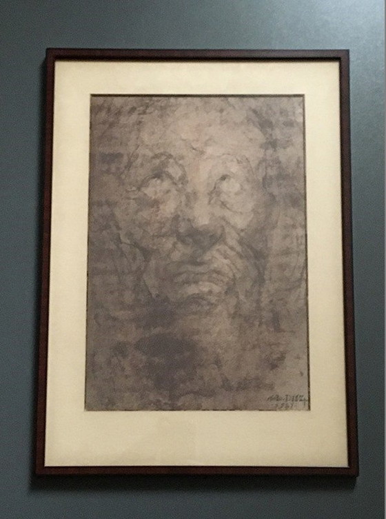 Image 1 of Anto Diez:  Potlood, " Menselijke Gezicht ". Charcoal