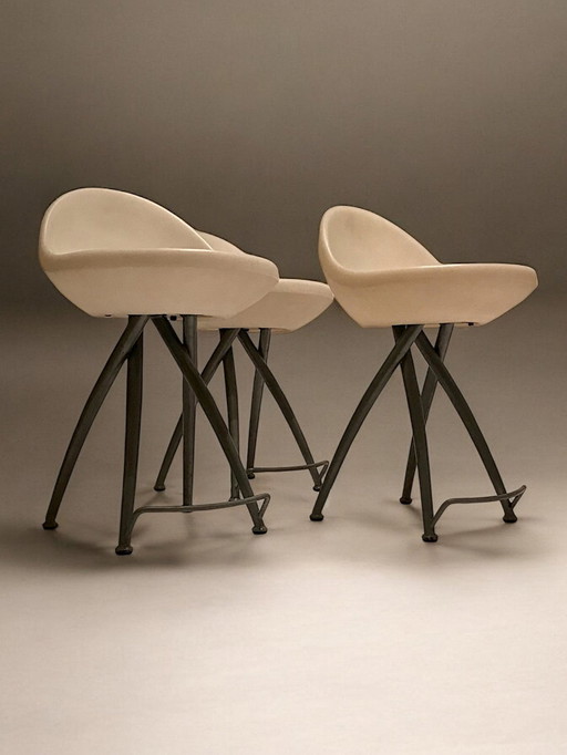 Roberto Foschia - Suite De Trois Chaises Coquille "Midj" - C. 1980 - Italië -