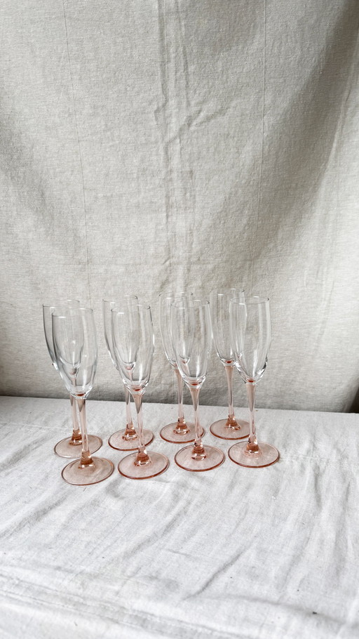 8X Roze Luminarc Champagne Flute Glazen