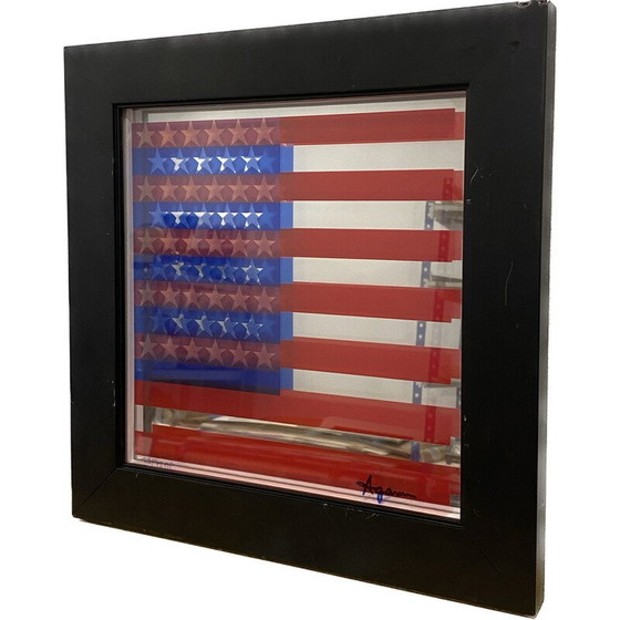 Image 1 of Vintage zeefdruk op spiegel "Amerikaanse vlag