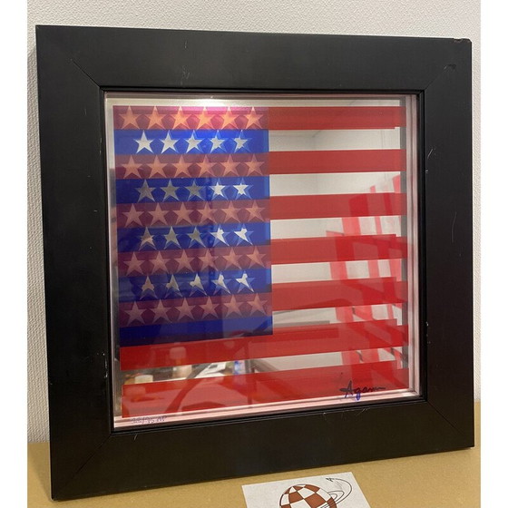 Image 1 of Vintage zeefdruk op spiegel "Amerikaanse vlag