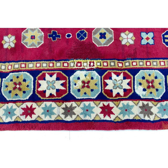 Image 1 of Handgeknoopt vintage Kazak tapijt met geometrische patronen, 1960
