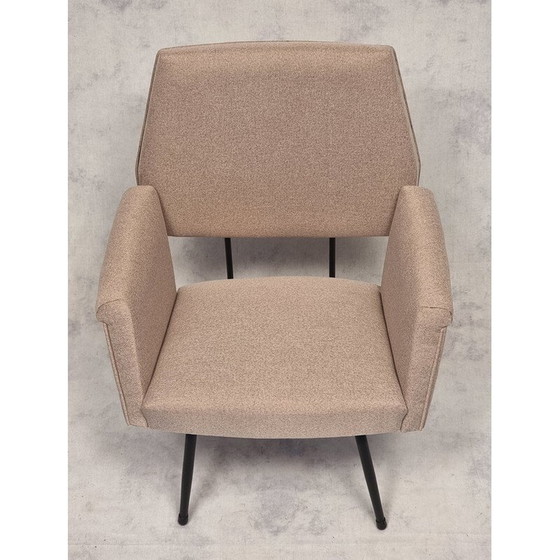 Image 1 of Paar vintage fauteuils in zwart gelakt buisvormig metaal, Frankrijk 1950
