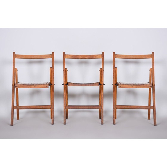 Image 1 of Set van 3 beukenhouten stoelen uit de Mid Century, 1950