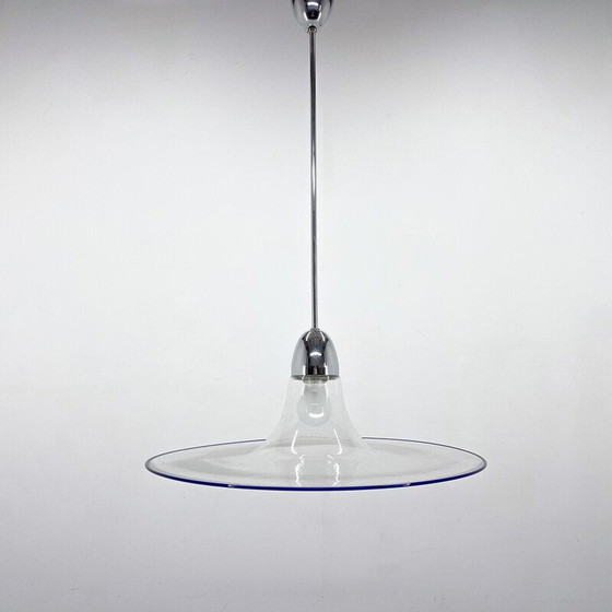 Image 1 of Vintage Space Age hanglamp van glas en chroom, Italië 1970