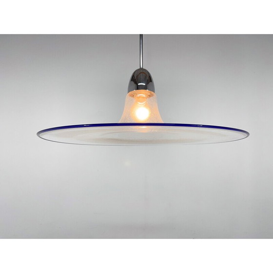 Image 1 of Vintage Space Age hanglamp van glas en chroom, Italië 1970