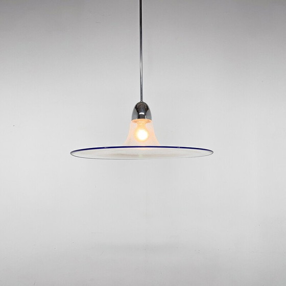 Image 1 of Vintage Space Age hanglamp van glas en chroom, Italië 1970