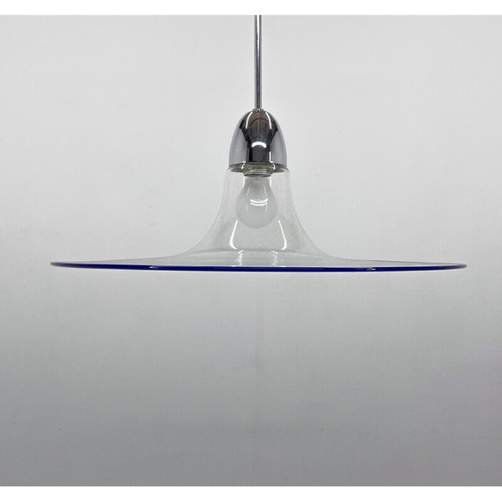 Image 1 of Vintage Space Age hanglamp van glas en chroom, Italië 1970