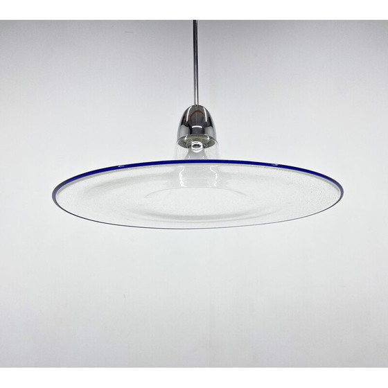 Image 1 of Vintage Space Age hanglamp van glas en chroom, Italië 1970