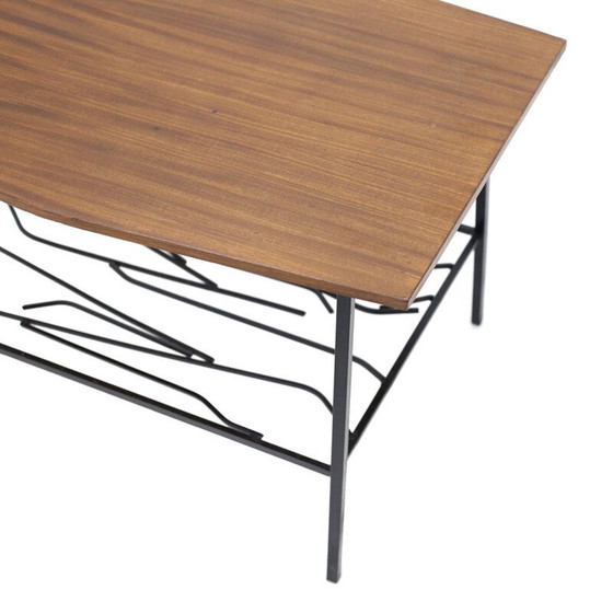 Image 1 of Vintage salontafel met teakhouten blad, Italië 1950