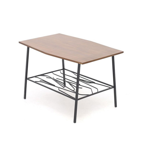 Image 1 of Vintage salontafel met teakhouten blad, Italië 1950