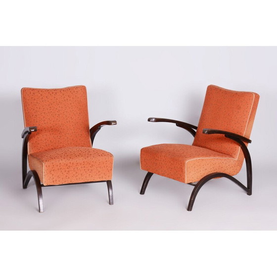 Image 1 of Paar vintage beukenhouten fauteuils van Jindrich Halabala voor Up Zavody, Tsjecho-Slowakije 1930