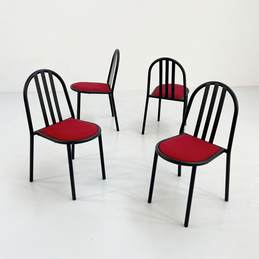 4 No.222 stoelen met rode zitting van Robert Mallet-Stevens voor Pallucco, 1980S