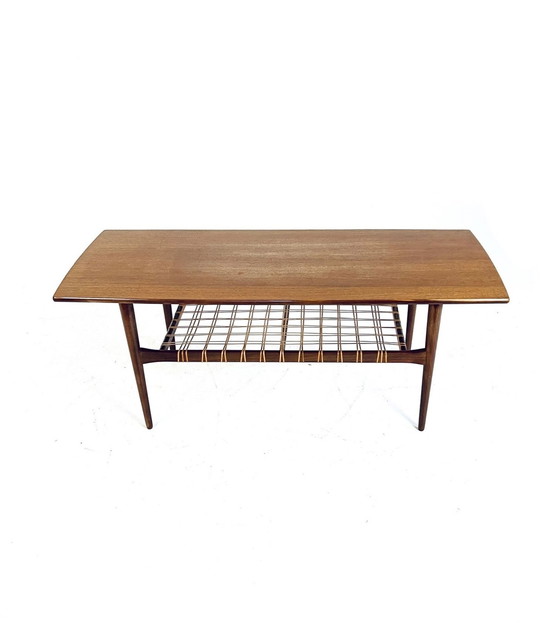 Image 1 of Teak & Rotan Salontafel, Ilse Mobel ‘50