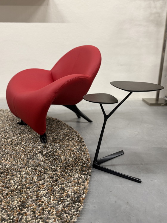 Image 1 of Leolux Papageno Fauteuil Rood Leer Met Zwart Onderstel