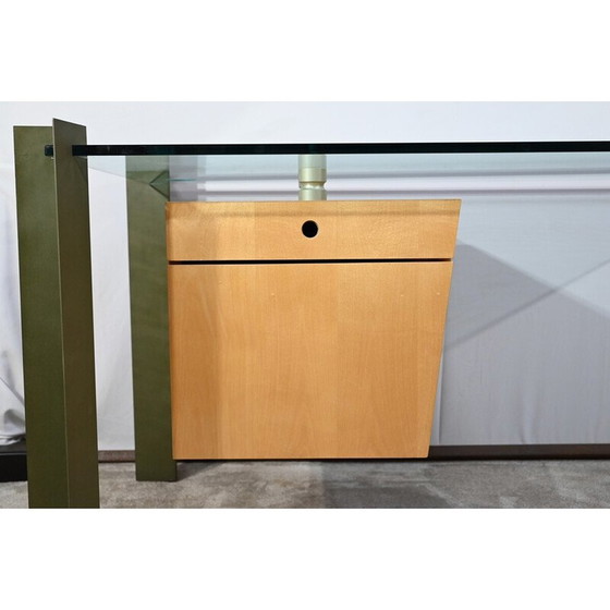 Image 1 of Vintage bureau in glas en esdoorn van Julien Rondineau voor het Parijse bedrijf XI Design