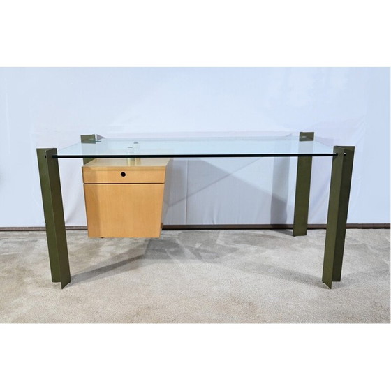 Image 1 of Vintage bureau in glas en esdoorn van Julien Rondineau voor het Parijse bedrijf XI Design