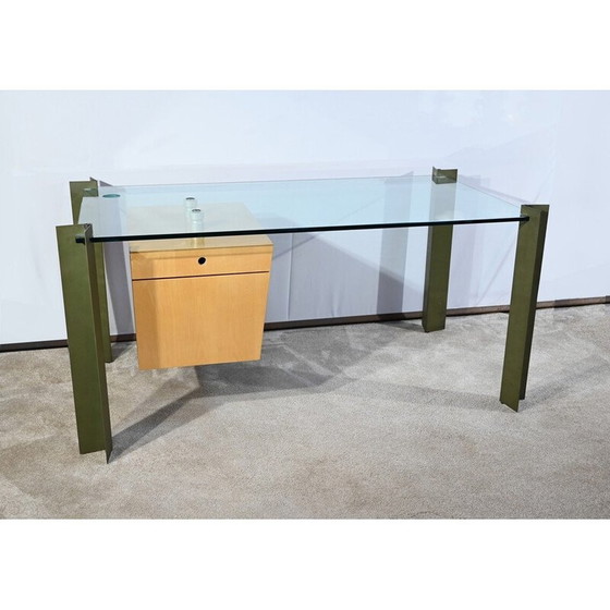 Image 1 of Vintage bureau in glas en esdoorn van Julien Rondineau voor het Parijse bedrijf XI Design