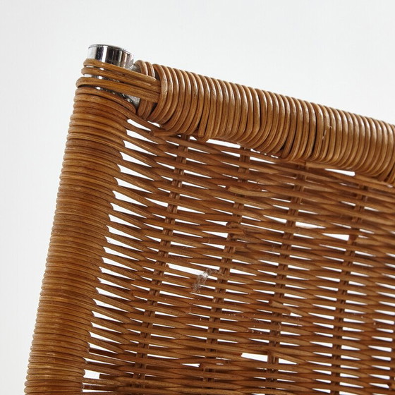 Image 1 of Vintage buisvormige stoel met rieten zitting en rugleuning, jaren '80