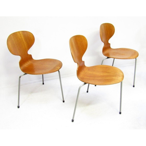 Image 1 of Set van 6 vintage Ant stoelen in teakhout van Arne Jacobsen voor Fritz Hansen, jaren 1950