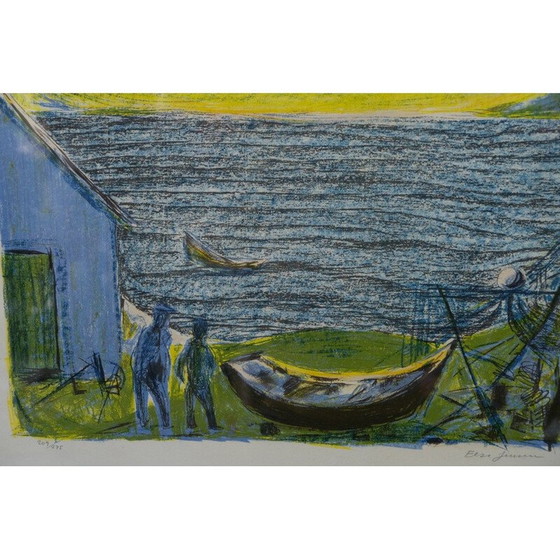 Image 1 of Moderne vintage litho van Else Jensen, Denemarken 1960