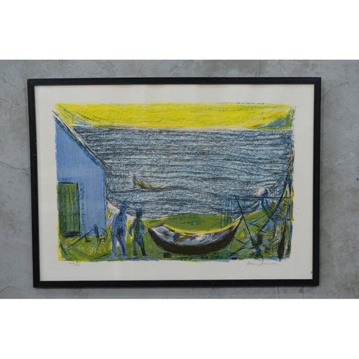 Moderne vintage litho van Else Jensen, Denemarken 1960
