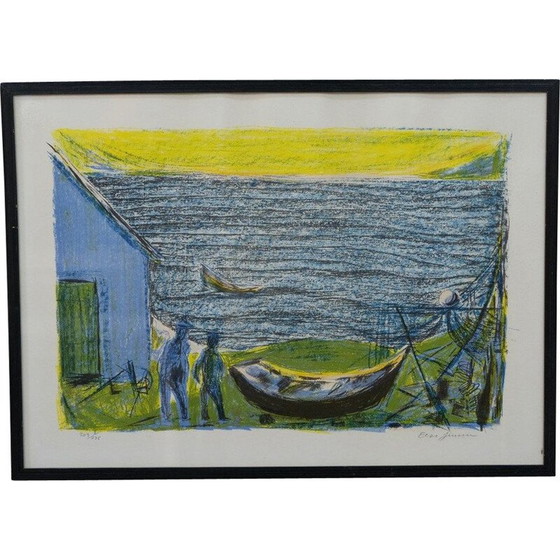 Image 1 of Moderne vintage litho van Else Jensen, Denemarken 1960