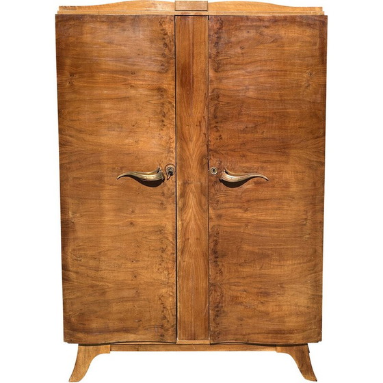 Image 1 of Vintage Art Deco kast in hout en messing, 1940