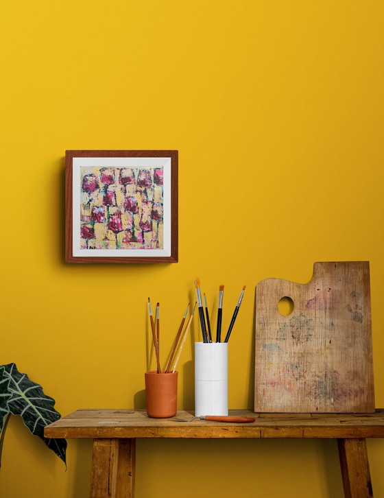 Image 1 of Glasses Of Red Wine With A Yellow Background