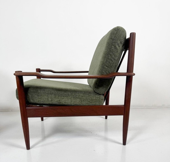 Image 1 of Mid-Century Modern Paar Fauteuils, Teak, 1960S - Nieuwe Bekleding