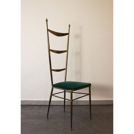 Vintage Chiavari stoel met hoge rug door Gaetano Descalzi, Italië 1950