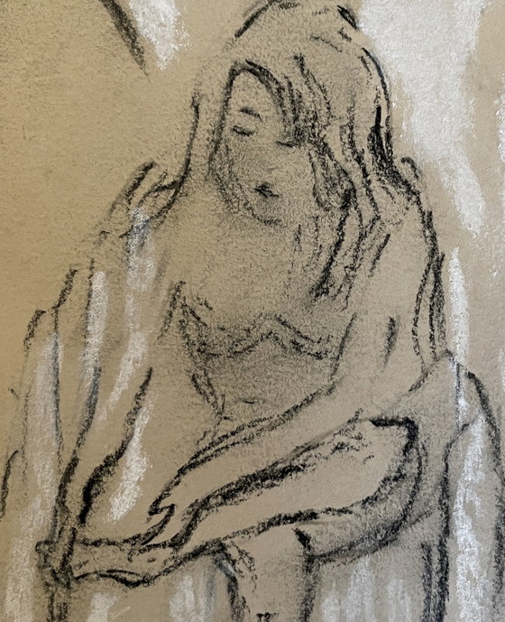 Image 1 of Schilderijen Houtskool Pastel Schetsen Portretten Vrouwen