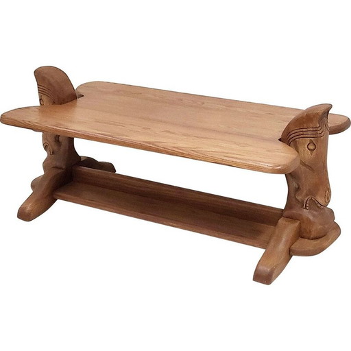 Vintage massief eiken salontafel, 1970