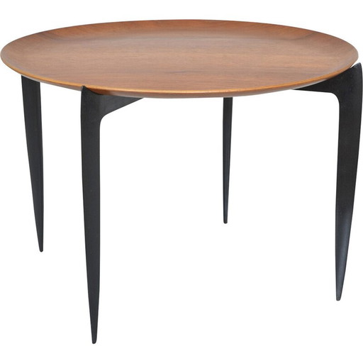 Vintage teak en beuken dienbladtafel van Fritz Hansen en Sven Aage Willumsen voor Fritz Hansen, Denemarken 1960