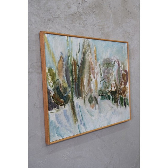 Image 1 of Vintage landschap olieverfschilderij door Per Olof Nord, Zweden 1972