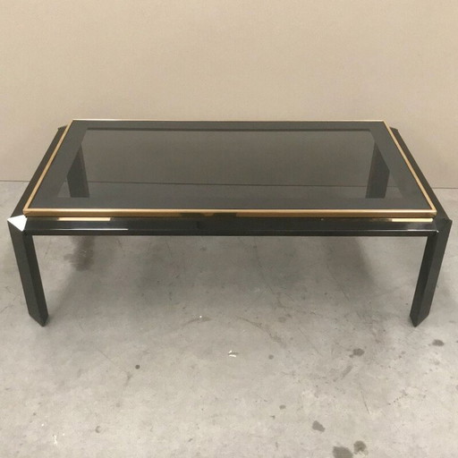 Vintage messing en glazen salontafel van Fedam