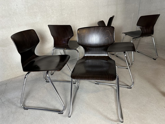 Image 1 of 6X Vintage Flötotto Pagholz Stoelen